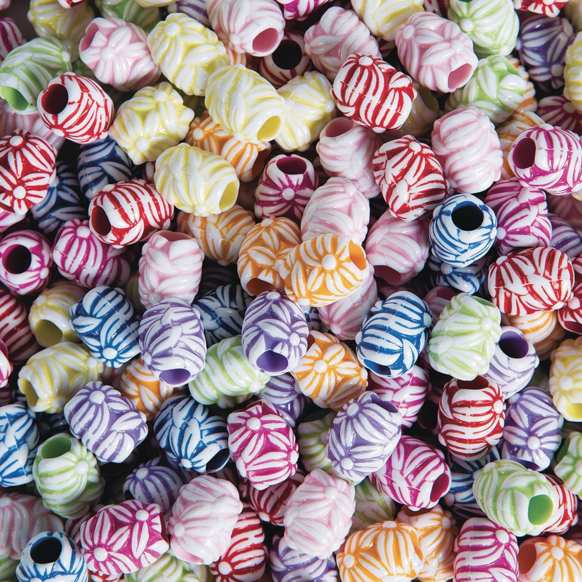 S&S® Worldwide Vintage Look Carved Floral Plastic Beads